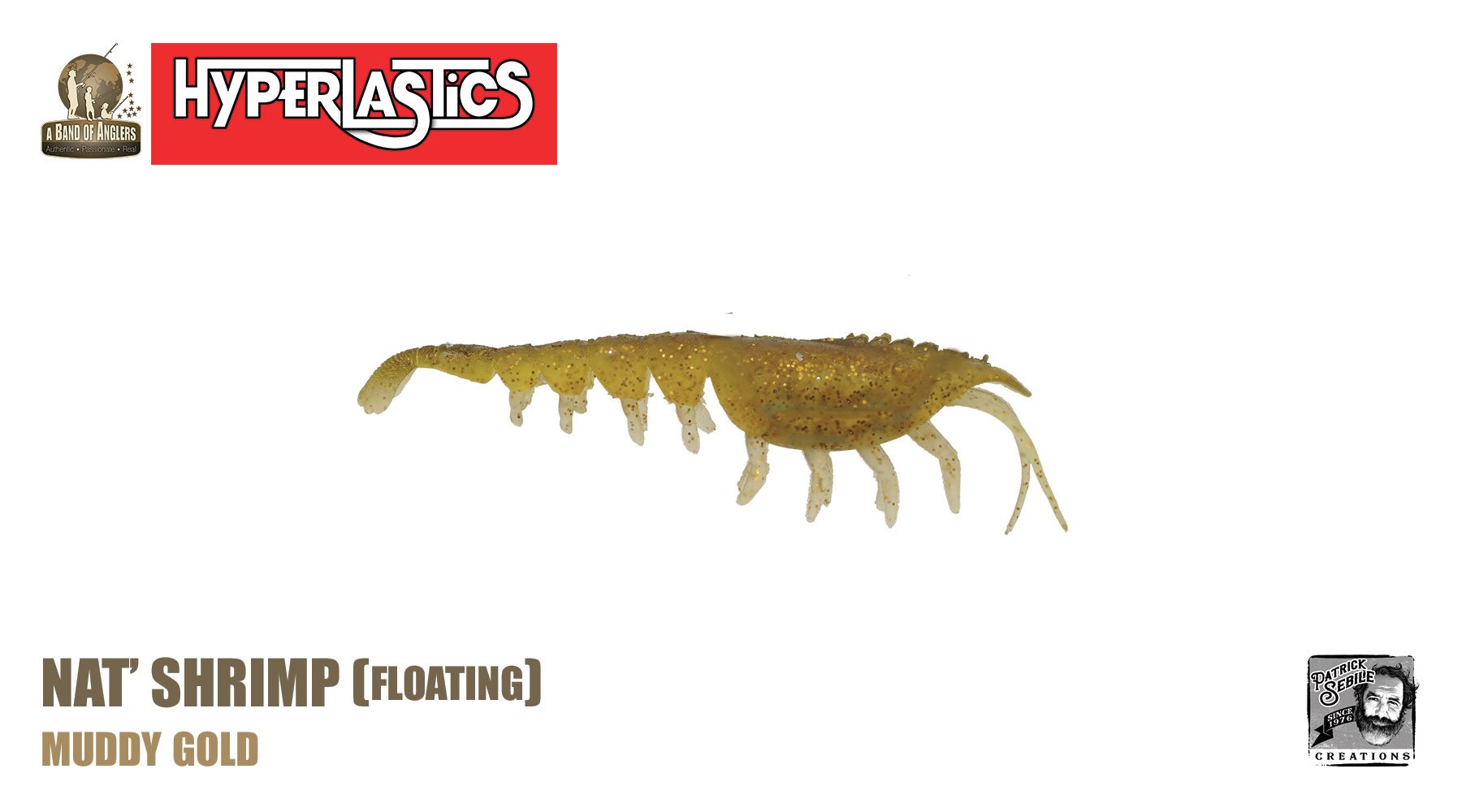 Hyperlastics Nat' Shrimp Floating 4 1/2 oz. Qty 3 - Muddy Gold