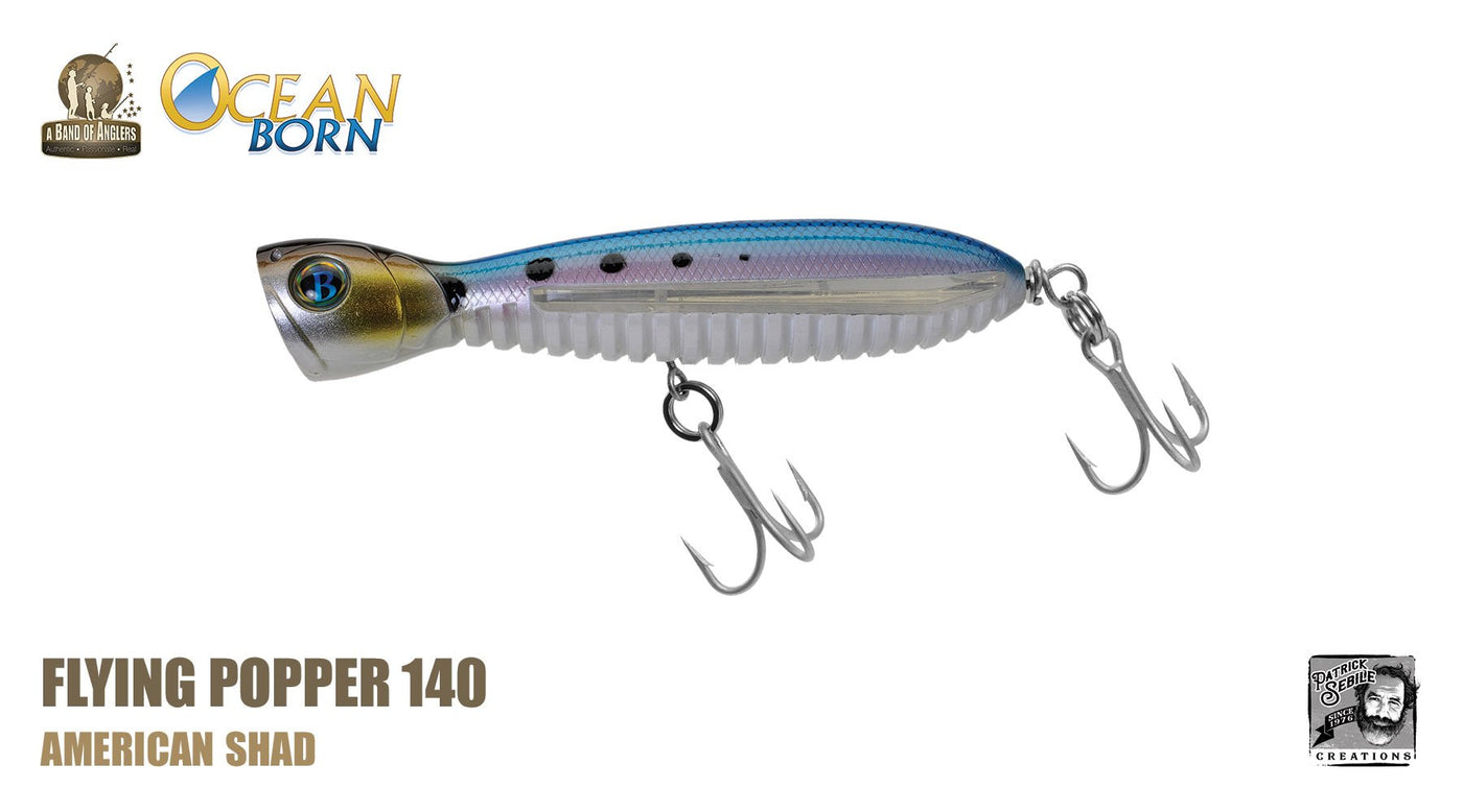A Band of Anglers OCEAN BORN™ FLYING POPPER 5.5 Dotted Yellow